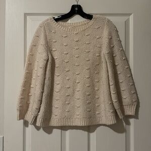 Rebecca Taylor Cream Wool/Cashmere Pom Pom Sweater Sz S